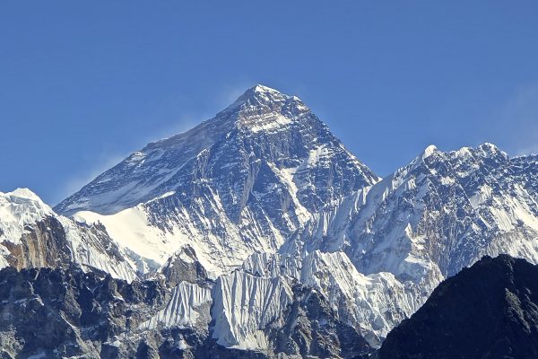 Mount Everest and the Himalayan range above the clouds